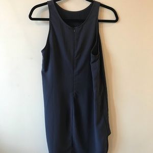 High low, Navy dress with high neck